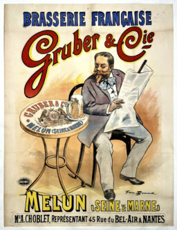AFFICHES ANCIENNES - Cuisine et Boissons -Brasserie Gruber Cie – Firmin Bouisset – 1895