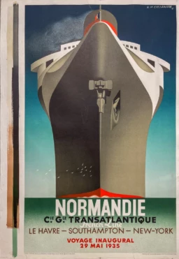 AFFICHES ANCIENNES - Publicité -French Line Le Havre – New York – A.M Cassandre – re. 1979