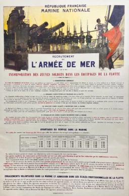 AFFICHES ANCIENNES - Politique - Recrutement de l&rsquo;armée de Mer – H. Gervèse – 1912