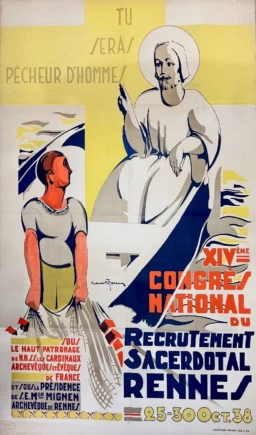 AFFICHES ANCIENNES - Publicité - Recrutement Sacerdotal de Rennes – Earin – 1938