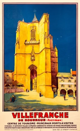 AFFICHES ANCIENNES - Tourisme - Villefranche de Rouergue – Hallo (dit ALO) – 1925