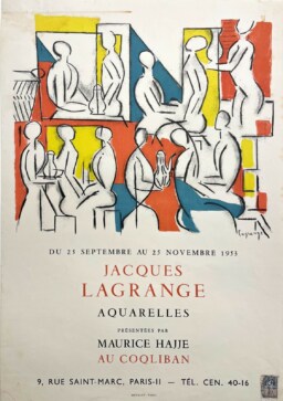 AFFICHES ANCIENNES - Beaux-Arts - Jacques Lagrange au Coqliban – Affiche Expo Litho Mourlot 1953