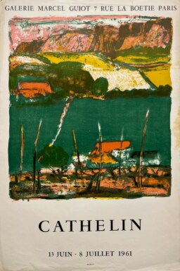 AFFICHES ANCIENNES - Beaux-Arts - Cathelin à la Galerie Marcel Guiot – Affiche Expo Litho Mourlot 1961