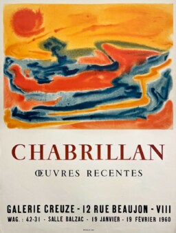 AFFICHES ANCIENNES - Beaux-Arts - Chabrillan à la Galerie Creuze – Affiche Expo Litho Mourlot 1960