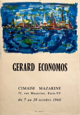 AFFICHES ANCIENNES - Beaux-Arts - G. Economos à la Galerie Cimaise Mazarine – Affiche Expo Litho Parisoliths 1960