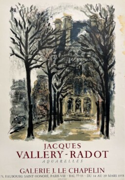 AFFICHES ANCIENNES - Beaux-Arts - J. Vallery-Radot à la Galerie J. Le Chapelin – Affiche Expo Litho Mourlot 1958
