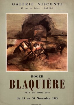 AFFICHES ANCIENNES - Beaux-Arts - Roger Blaquière à la Galerie Visconti – Affiche Expo Litho Mazarine 1963