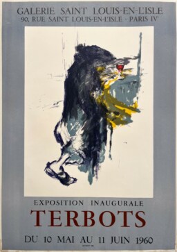 AFFICHES ANCIENNES - Beaux-Arts - Terbots à la Galerie Saint-Louis-en-l\\\\\\\&rsquo;Isle – Affiche Expo Litho Mourlot 1960